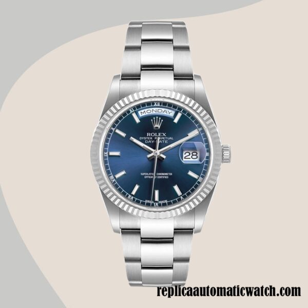 replica automatic Rolex Day-Date Men's Rolex Calibre 2836/2813 118239 Blue Dial 12mm - Image 2