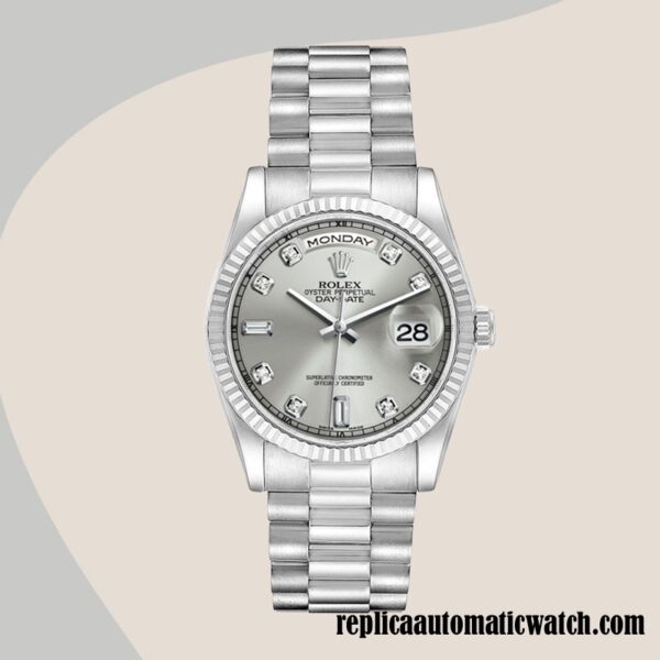 replica automatic Rolex Day-Date Men's Rolex Calibre 2836/2813 118239 Silver-tone 12mm - Image 2