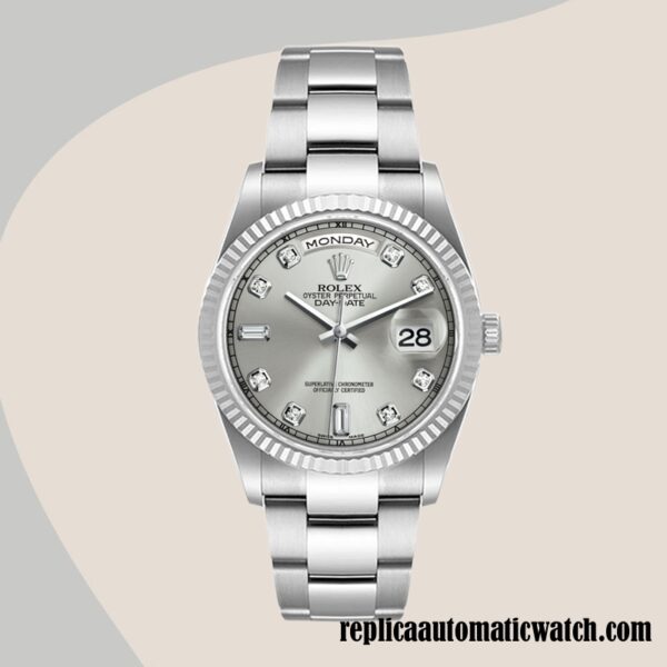 replica automatic Rolex Day-Date Men's Rolex Calibre 2836/2813 118239 Silver-tone 12mm - Image 5