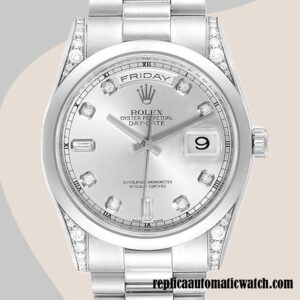 replica automatic Rolex Day-Date Men's Rolex Calibre 2836/2813 118296 Silver-tone