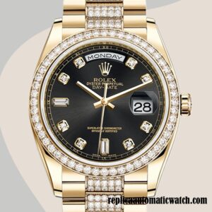 replica automatic Rolex Day-Date Men's m118348-0014 Rolex Calibre 2836 Black Dial