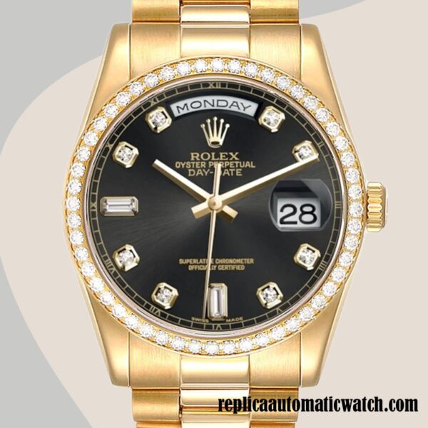replica automatic Rolex Day-Date m118348-0096 Men's Rolex Calibre 2836/2813 Gold-tone