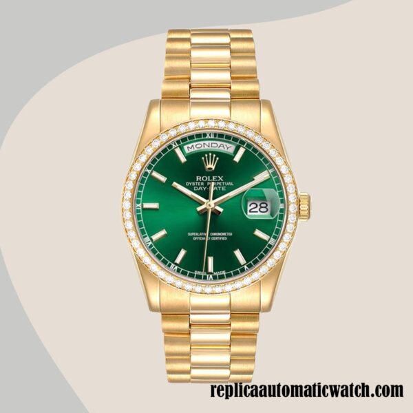 replica automatic Rolex Day-Date m118348-0225 Men's Rolex Calibre 2836/2813 Gold-tone - Image 2