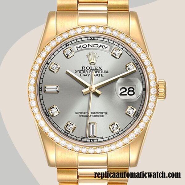 replica automatic Rolex Day-Date m118348-0077 Men's Rolex Calibre 2836/2813 Automatic Grey Dial