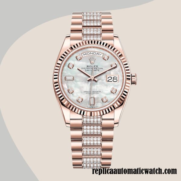 replica automatic Rolex Day-Date Rolex Calibre 2836 m128235-0032 Men's Automatic Mother of Pearl Dial - Image 2