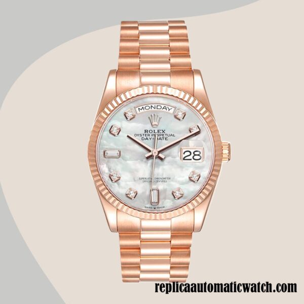 replica automatic Rolex Day-Date Men's m128235-0029 Rolex Calibre 2836/2813 Mother of Pearl Dial - Image 2