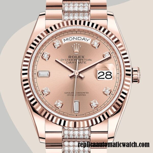replica automatic Rolex Day-Date m128235-0019 Men's Rolex Calibre 2836  Rose Gold-tone