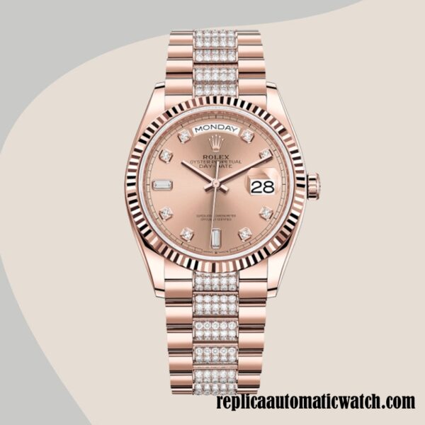replica automatic Rolex Day-Date m128235-0019 Men's Rolex Calibre 2836  Rose Gold-tone - Image 2