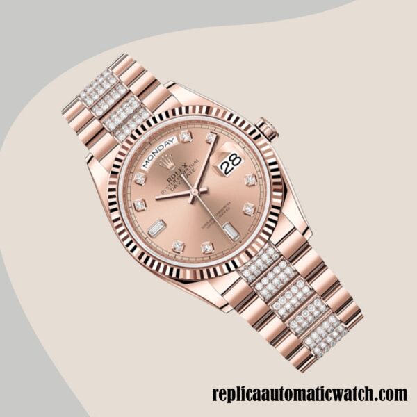 replica automatic Rolex Day-Date m128235-0019 Men's Rolex Calibre 2836  Rose Gold-tone - Image 3