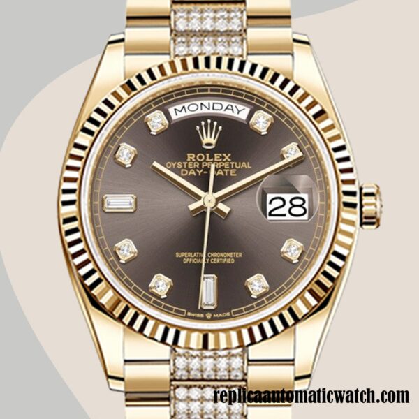 replica automatic Rolex Day-Date m128238-0024 Men's Rolex Calibre 2836 12mm Gold-tone
