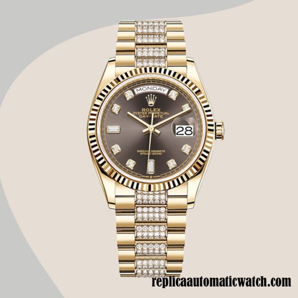 replica automatic Rolex Day-Date m128238-0024 Men's Rolex Calibre 2836 12mm Gold-tone - Image 2