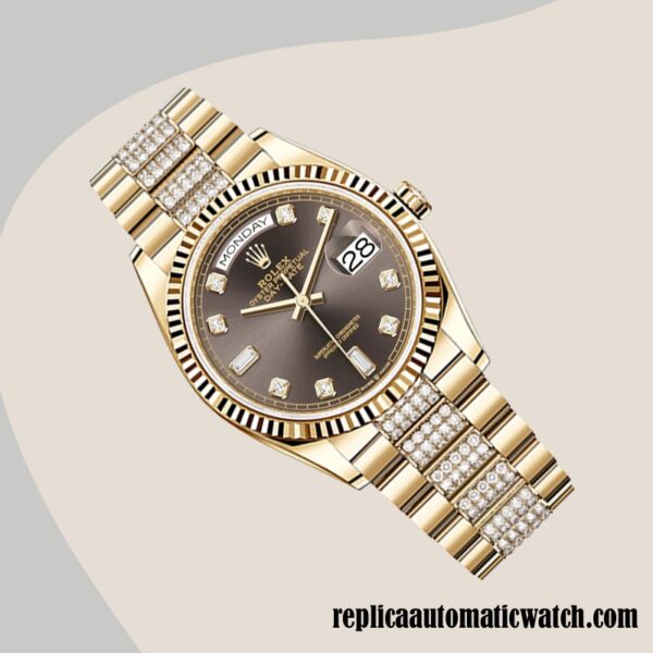 replica automatic Rolex Day-Date m128238-0024 Men's Rolex Calibre 2836 12mm Gold-tone - Image 3