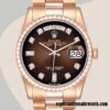 replica automatic Rolex Day-Date Men's m128345rbr-0040 Rolex Calibre 2836/2813 Brown Dial Rose Gold-tone