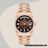 replica automatic Rolex Day-Date Men's m128345rbr-0040 Rolex Calibre 2836/2813 Brown Dial Rose Gold-tone - Image 2