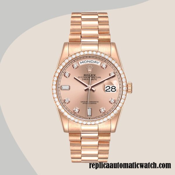 replica automatic Rolex Day-Date Men's Rolex Calibre 2836/2813 m128345rbr-0009 Rose Gold Dial Automatic - Image 2
