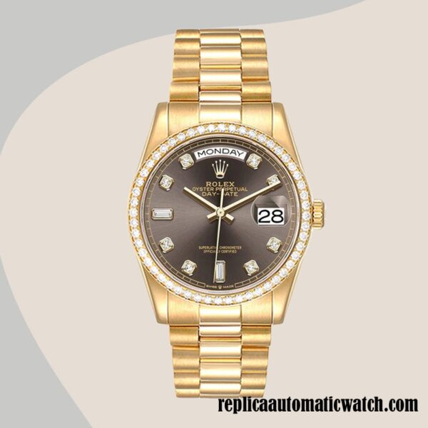replica automatic Rolex Day-Date Rolex Calibre 2836/2813 Men's m128348rbr-0005 Automatic Brown Dial - Image 2