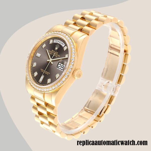 replica automatic Rolex Day-Date Rolex Calibre 2836/2813 Men's m128348rbr-0005 Automatic Brown Dial - Image 3
