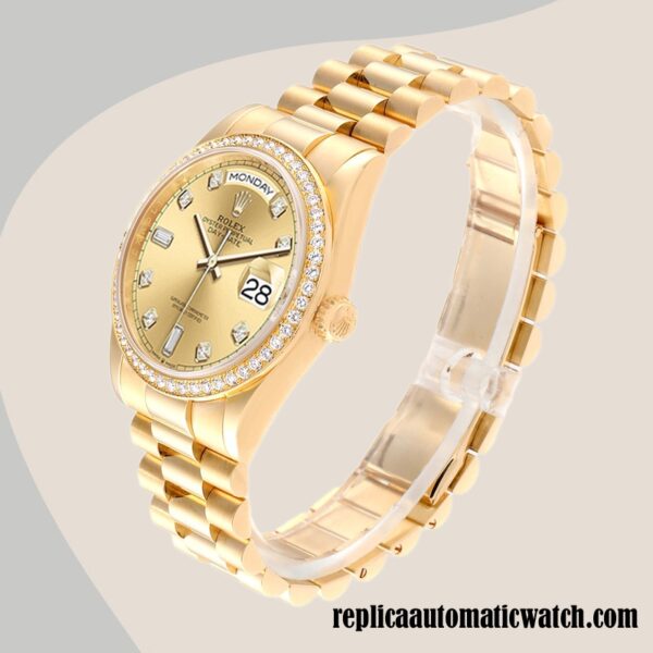 replica automatic Rolex Day-Date m128348rbr-0008 Rolex Calibre 2836/2813 Men's Gold-tone - Image 3