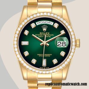 replica automatic Rolex Day-Date m128348rbr-0035 Men's Rolex Calibre 2836/2813 Green Dial 12mm