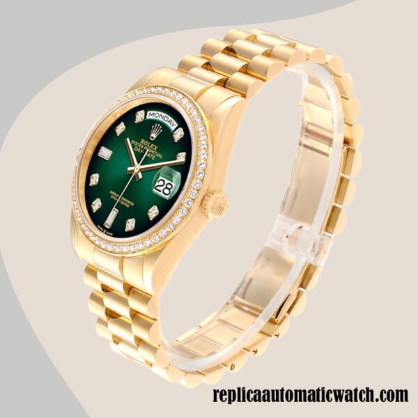 replica automatic Rolex Day-Date m128348rbr-0035 Men's Rolex Calibre 2836/2813 Green Dial 12mm - Image 3