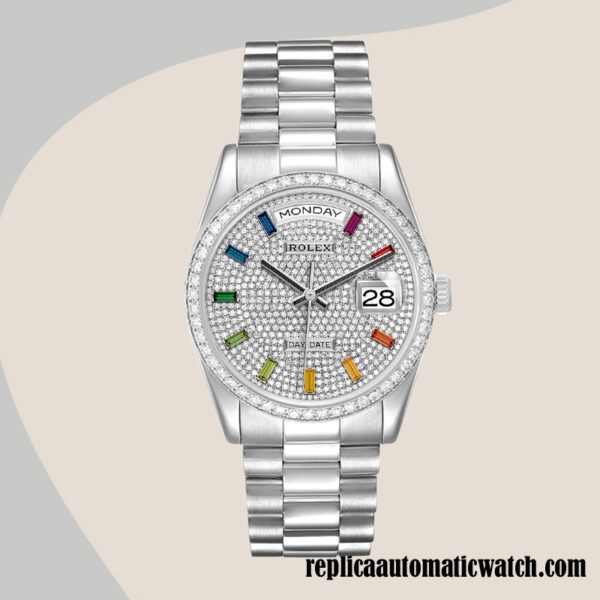 replica automatic Rolex Day-Date Rolex Calibre 2836/2813 Men's m128349rbr-0006  Silver-tone - Image 2