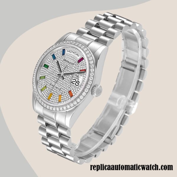 replica automatic Rolex Day-Date Rolex Calibre 2836/2813 Men's m128349rbr-0006  Silver-tone - Image 3