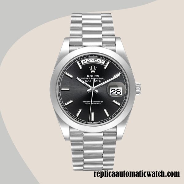 replica automatic Rolex Day-Date Men's m228206-0031 Rolex Calibre 2836/2813 Silver-tone - Image 2
