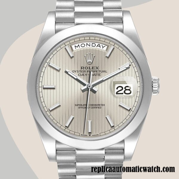 replica automatic Rolex Day-Date Men's Rolex Calibre 2836/2813 m228206-0034 Silver-tone Hands and Markers