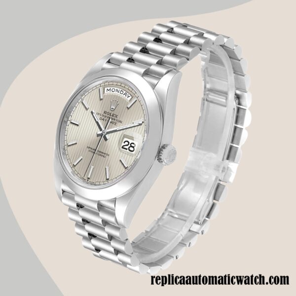 replica automatic Rolex Day-Date Men's Rolex Calibre 2836/2813 m228206-0034 Silver-tone Hands and Markers - Image 3