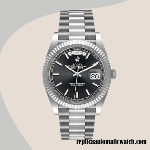 replica automatic Rolex Day-Date Men's Rolex Calibre 2836/2813 m228236-0003 Black Dial - Image 2