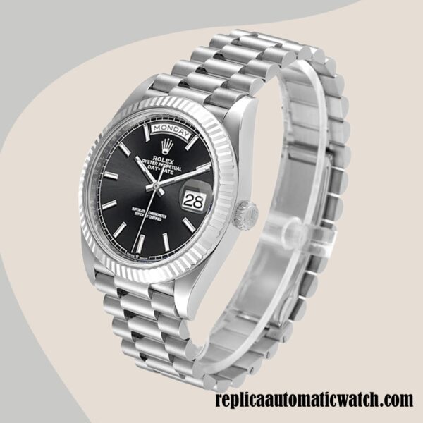 replica automatic Rolex Day-Date Men's Rolex Calibre 2836/2813 m228236-0003 Black Dial - Image 3