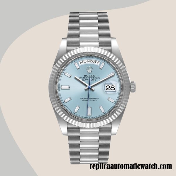 replica automatic Rolex Day-Date m228236-0006 Rolex Calibre 2836/2813 Men's Blue Dial Silver-tone - Image 2