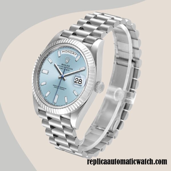 replica automatic Rolex Day-Date m228236-0006 Rolex Calibre 2836/2813 Men's Blue Dial Silver-tone - Image 3