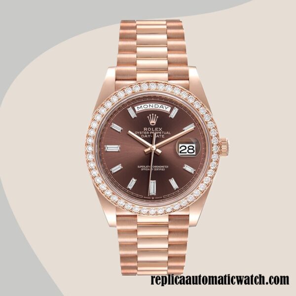 replica automatic Rolex Day-Date Rolex Calibre 2836/2813 Men's m228345rbr-0006 Rose Gold-tone Automatic - Image 2