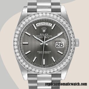 replica automatic Rolex Day-Date Rolex Calibre 2836/2813 Men's 228349RBR-0008 Silver-tone