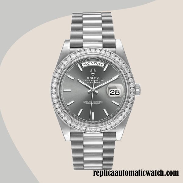 replica automatic Rolex Day-Date Men's Rolex Calibre 2836/2813 m228349rbr-0041 Grey Dial - Image 2