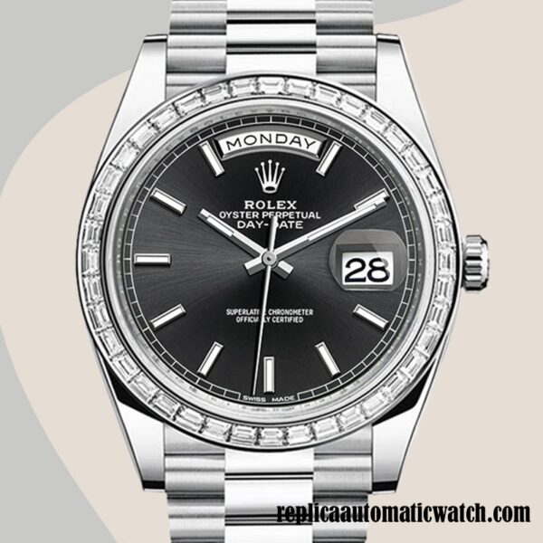 replica automatic Rolex Day-Date m228396tbr-0024 Rolex Calibre 2836 Men's Black Dial Hands and Markers