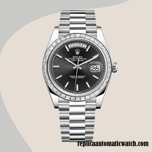 replica automatic Rolex Day-Date m228396tbr-0024 Rolex Calibre 2836 Men's Black Dial Hands and Markers - Image 2