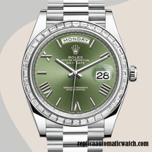 replica automatic Rolex Day-Date Men's Rolex Calibre 2836 m228396tbr-0020 Silver-tone