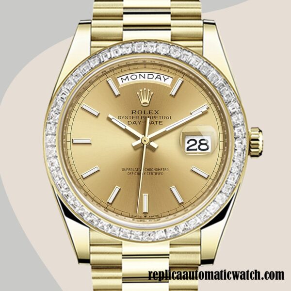 replica automatic Rolex Day-Date m228398tbr-0007 Rolex Calibre 2836/2813 Men's Champagne Dial