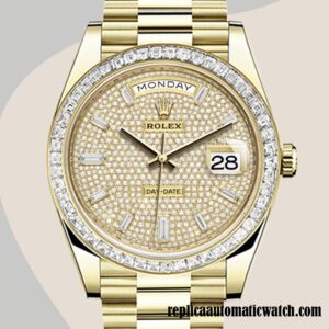 replica automatic Rolex Day-Date Men's m228398tbr-0036 Rolex Calibre 2836/2813 Diamond Paved Dial