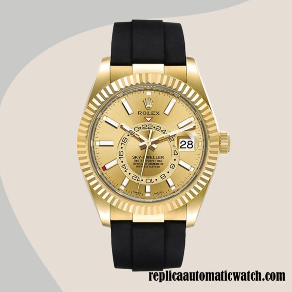 replica automatic Rolex Sky-Dweller Men's Rolex Calibre 9015/Mingzhu Engine m326238-0007 Champagne Dial Hands and Markers - Image 2