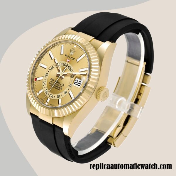replica automatic Rolex Sky-Dweller Men's Rolex Calibre 9015/Mingzhu Engine m326238-0007 Champagne Dial Hands and Markers - Image 3