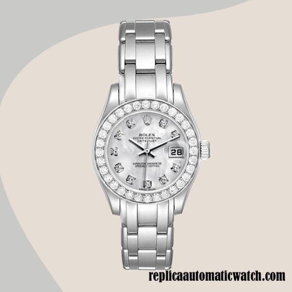 replica automatic Rolex Pearlmaster m80299-0061 Ladies Rolex Calibre 2813 Mother of Pearl Dial - Image 2