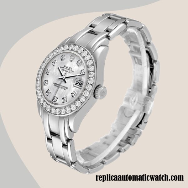 replica automatic Rolex Pearlmaster m80299-0061 Ladies Rolex Calibre 2813 Mother of Pearl Dial - Image 3