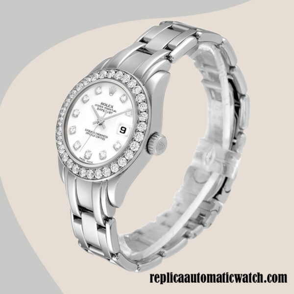 replica automatic Rolex Pearlmaster Rolex Calibre 2813 80299 Ladies White Dial - Image 3