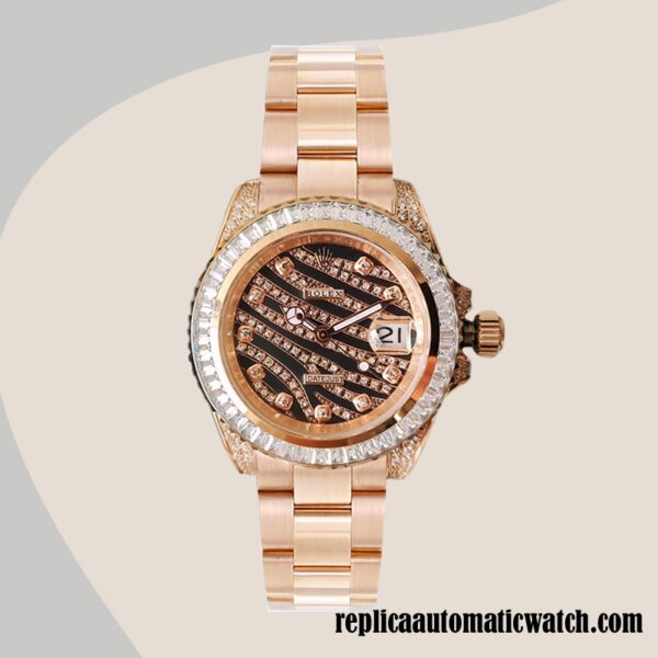 replica automatic Rolex Datejust 116285 Rolex Calibre 2813 Men's Diamond Wave Dial - Image 2