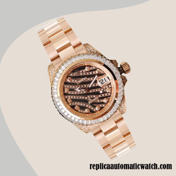 replica automatic Rolex Datejust 116285 Rolex Calibre 2813 Men's Diamond Wave Dial - Image 3