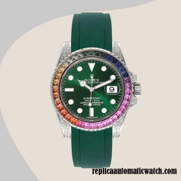 replica automatic Rolex Submariner Rolex Calibre 2813 116610 Men's Green Dial - Image 2