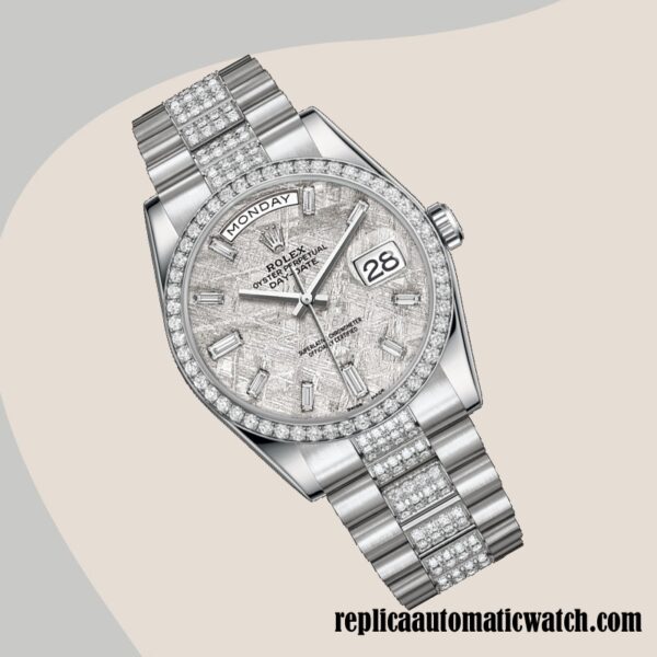 replica automatic Rolex Day-Date 118346 Men's Rolex Calibre 2813 Silver-tone - Image 3